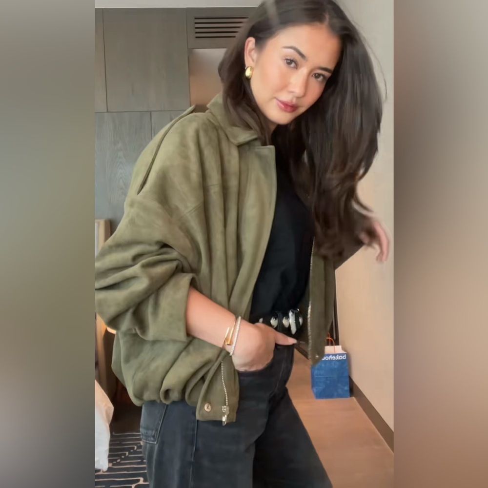 🦋 ZARA VIRAL 🦋 BLOGGERS FAVORITE 🦋 NWT ZARA FAUX SUEDE BOMBER JACKET - Picture 12 of 16